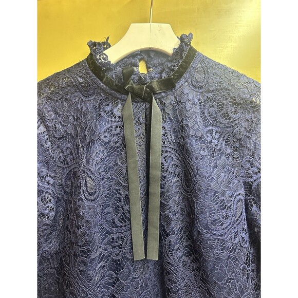 Tahiri Navy Lace Long Sleeve Dress - Picture 2 of 5